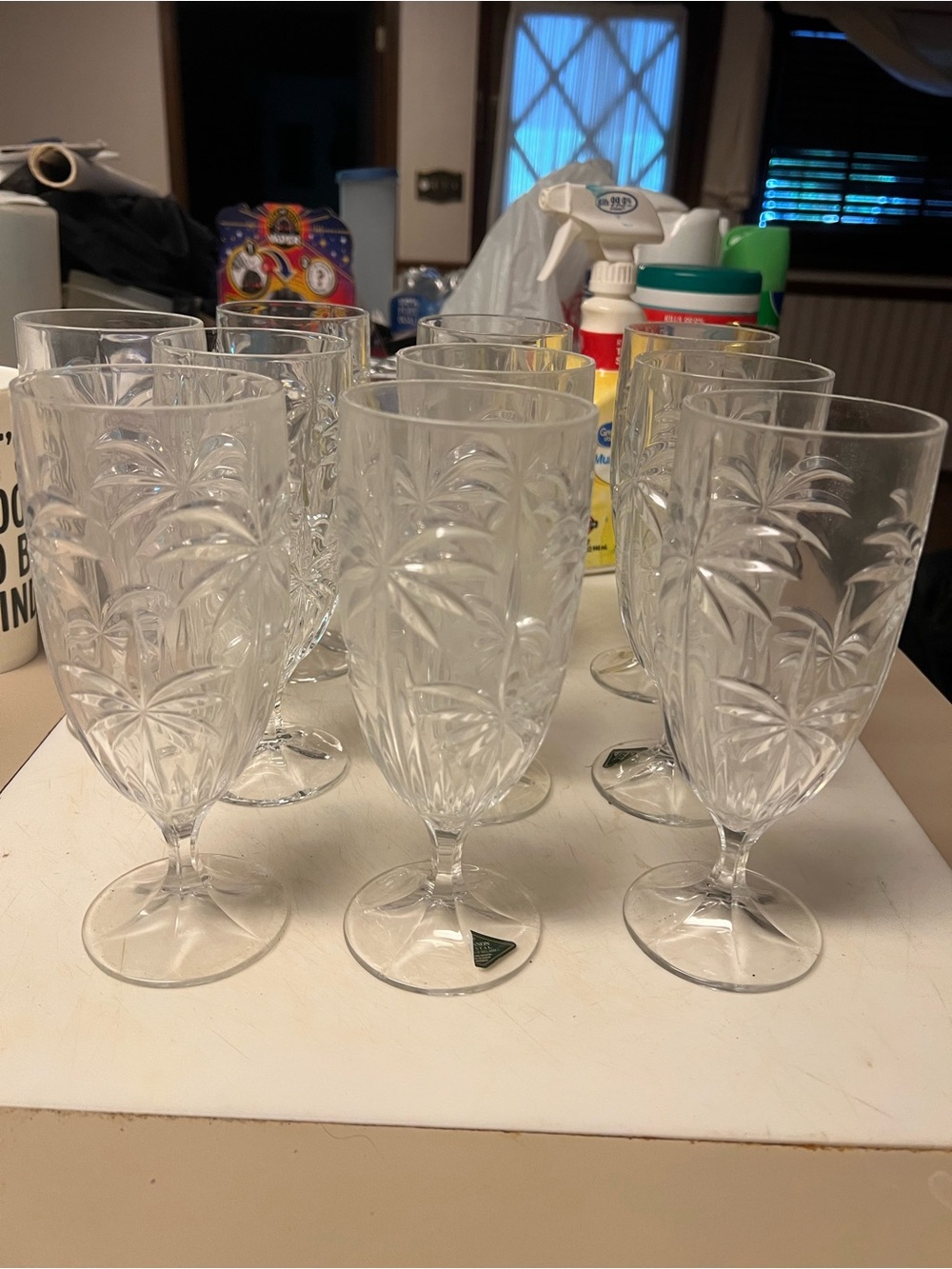 Godinger Shannon Crystal South Palm Tea Glasses- Set of 10